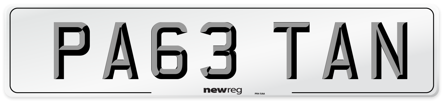 PA63 TAN Number Plate from New Reg
